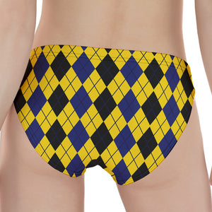 Black Blue And Yellow Argyle Print Women's Panties