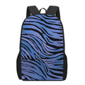 Black Blue Zebra Pattern Print 17 Inch Backpack