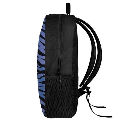 Black Blue Zebra Pattern Print 17 Inch Backpack
