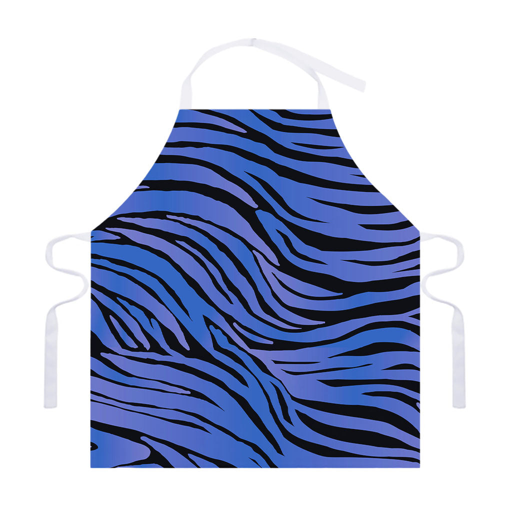 Black Blue Zebra Pattern Print Adjustable Apron
