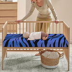 Black Blue Zebra Pattern Print Baby Crib Sheet