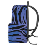 Black Blue Zebra Pattern Print Backpack