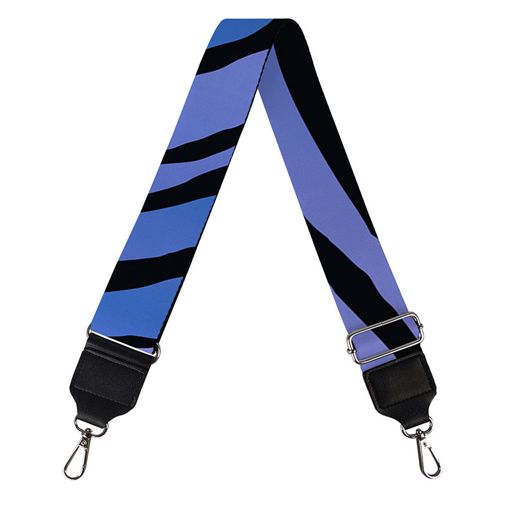 Black Blue Zebra Pattern Print Bag Strap