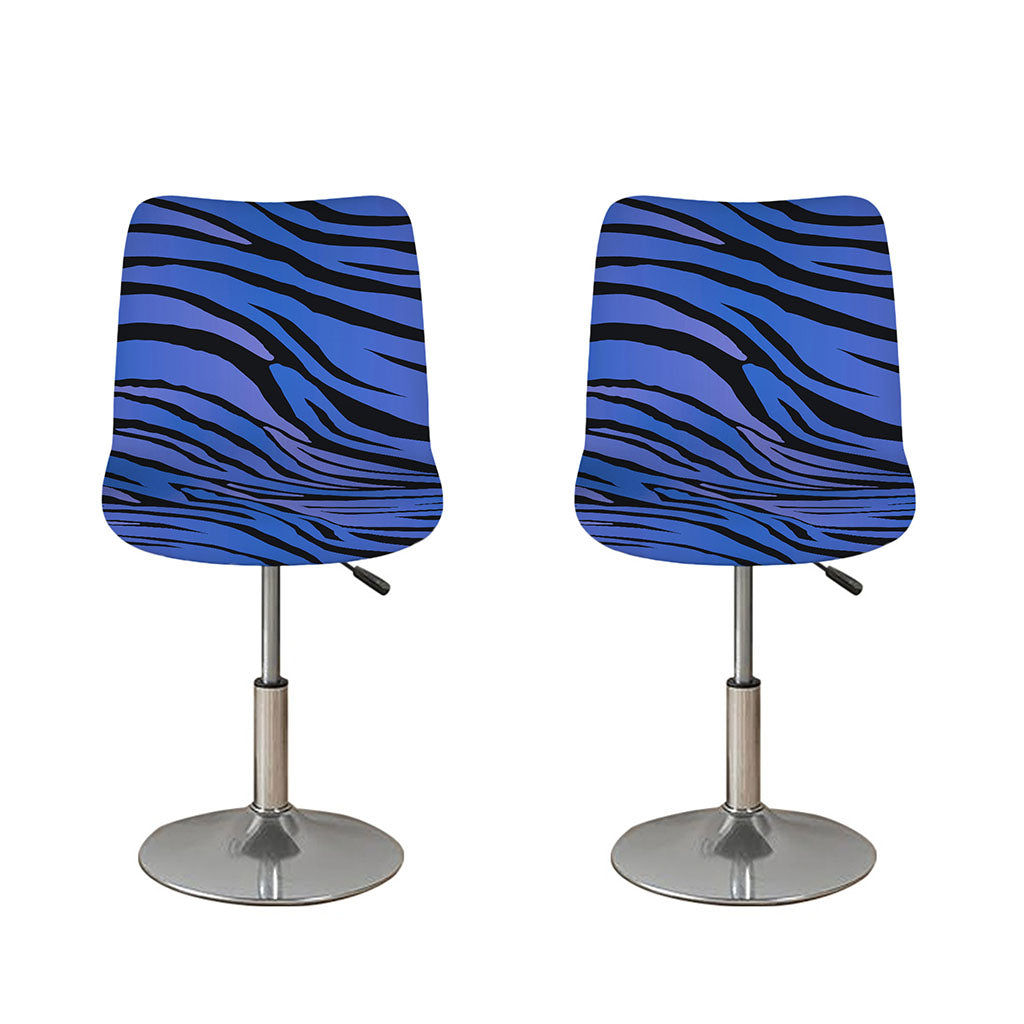 Black Blue Zebra Pattern Print Bar Stool Covers