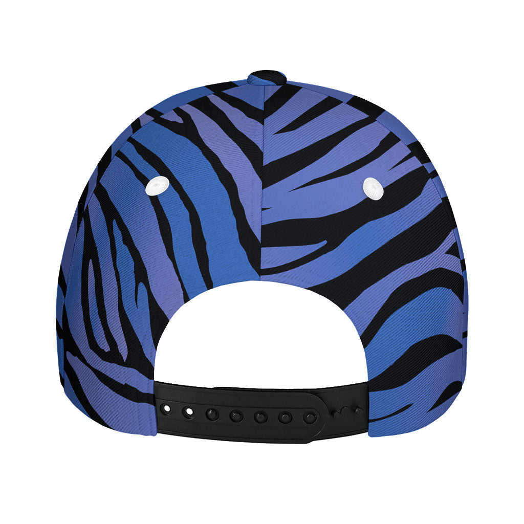 Black Blue Zebra Pattern Print Baseball Cap