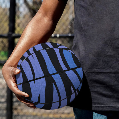 Black Blue Zebra Pattern Print Basketball