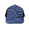 Black Blue Zebra Pattern Print Black Mesh Trucker Hat