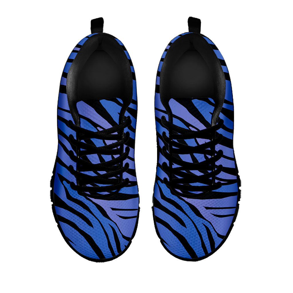 Black Blue Zebra Pattern Print Black Running Shoes