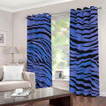 Black Blue Zebra Pattern Print Dimout Grommet Curtains