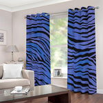 Black Blue Zebra Pattern Print Blackout Grommet Curtains