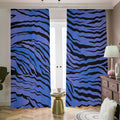 Black Blue Zebra Pattern Print Dimout Pencil Pleat Curtains
