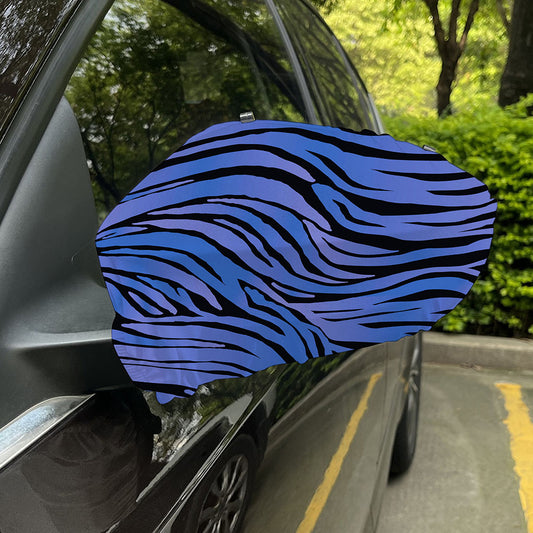Black Blue Zebra Pattern Print Car Side Mirror Covers