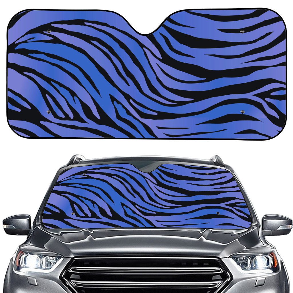 Black Blue Zebra Pattern Print Car Windshield Sun Shade