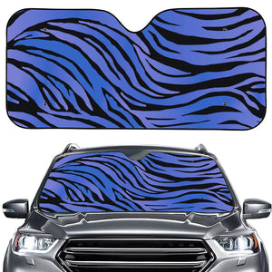 Black Blue Zebra Pattern Print Car Windshield Sun Shade