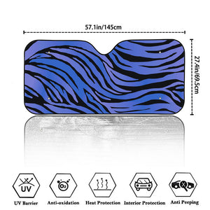 Black Blue Zebra Pattern Print Car Windshield Sun Shade