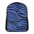 Black Blue Zebra Pattern Print Casual Backpack