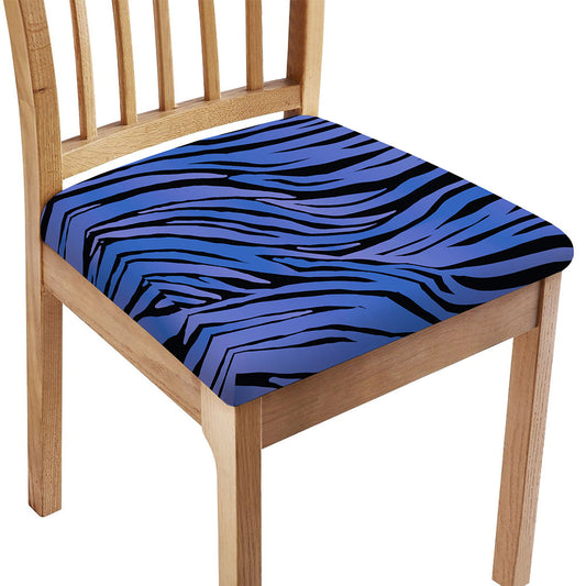 Black Blue Zebra Pattern Print Chair Cushion Cover