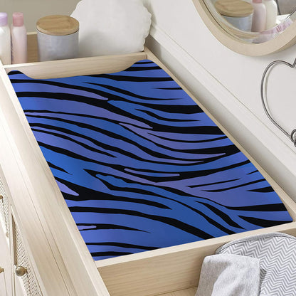 Black Blue Zebra Pattern Print Changing Pad Cover
