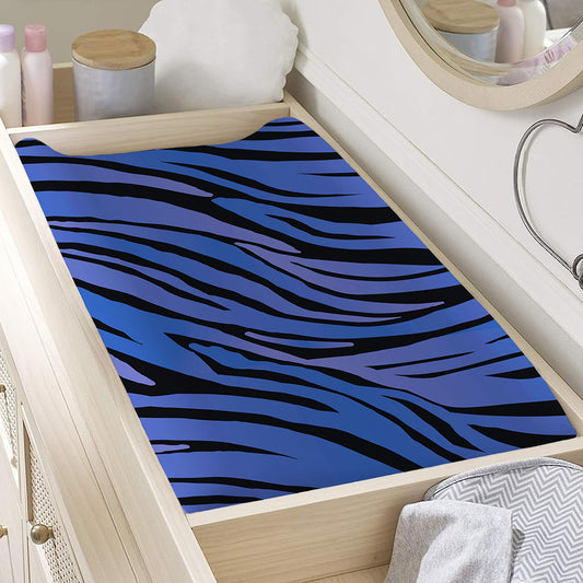 Black Blue Zebra Pattern Print Changing Pad Cover