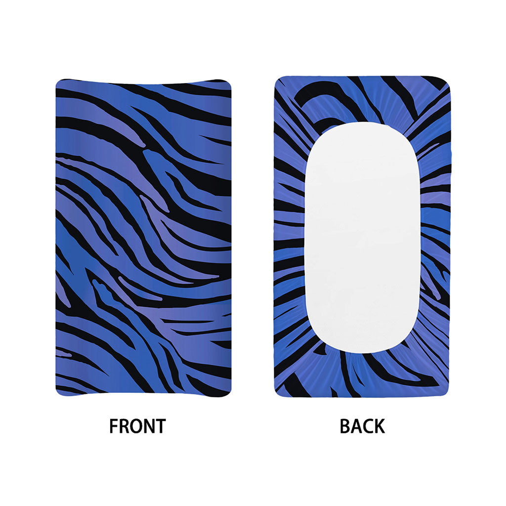Black Blue Zebra Pattern Print Changing Pad Cover