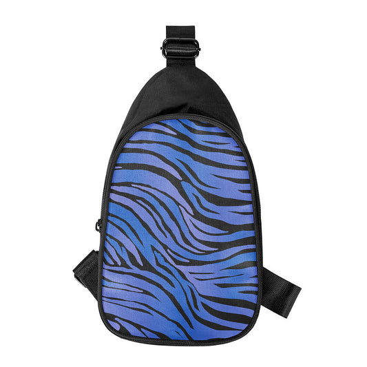 Black Blue Zebra Pattern Print Chest Bag