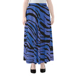 Black Blue Zebra Pattern Print Chiffon Maxi Skirt