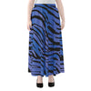 Black Blue Zebra Pattern Print Chiffon Maxi Skirt