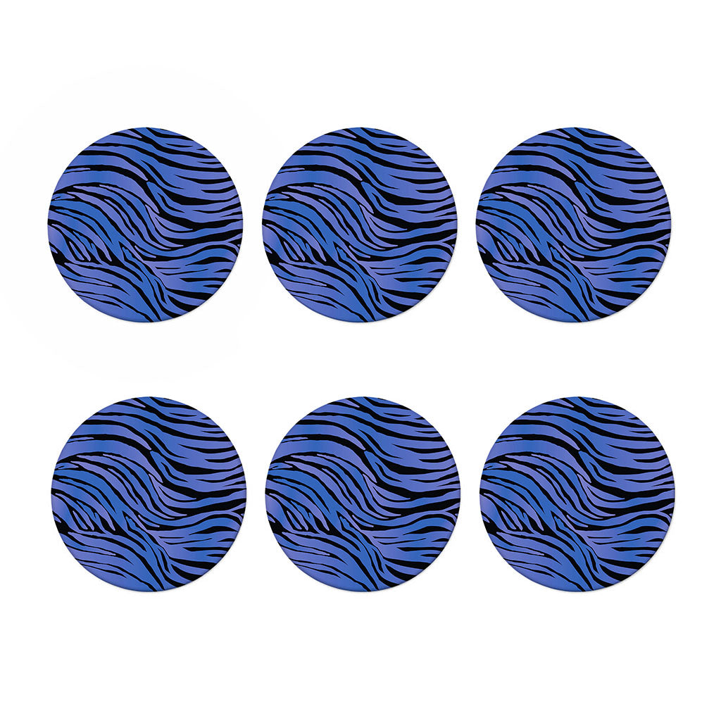 Black Blue Zebra Pattern Print Coaster Set