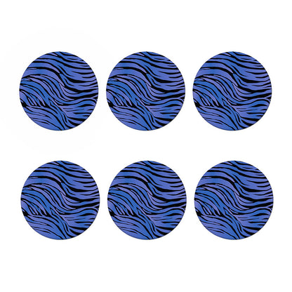 Black Blue Zebra Pattern Print Coaster Set