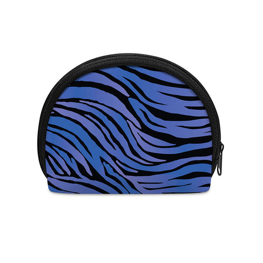 Black Blue Zebra Pattern Print Coin Purse