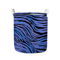 Black Blue Zebra Pattern Print Collapsible Laundry Basket