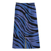 Black Blue Zebra Pattern Print Cotton Front Slit Maxi Skirt