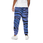 Black Blue Zebra Pattern Print Cotton Pants