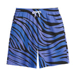 Black Blue Zebra Pattern Print Cotton Shorts