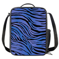 Black Blue Zebra Pattern Print Crossbody Lunch Bag