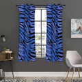 Black Blue Zebra Pattern Print Grommet Curtain Panels