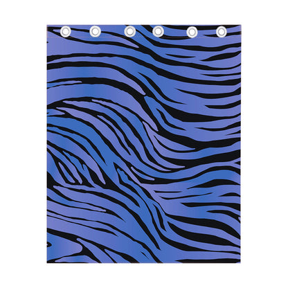 Black Blue Zebra Pattern Print Curtain
