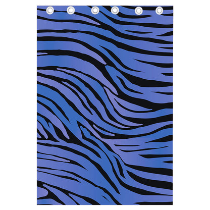 Black Blue Zebra Pattern Print Curtain
