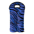 Black Blue Zebra Pattern Print Double Neoprene Wine Tote