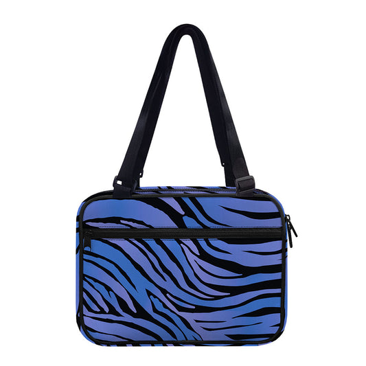 Black Blue Zebra Pattern Print Double Strap Bible Bag