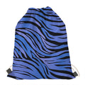 Black Blue Zebra Pattern Print Drawstring Bag