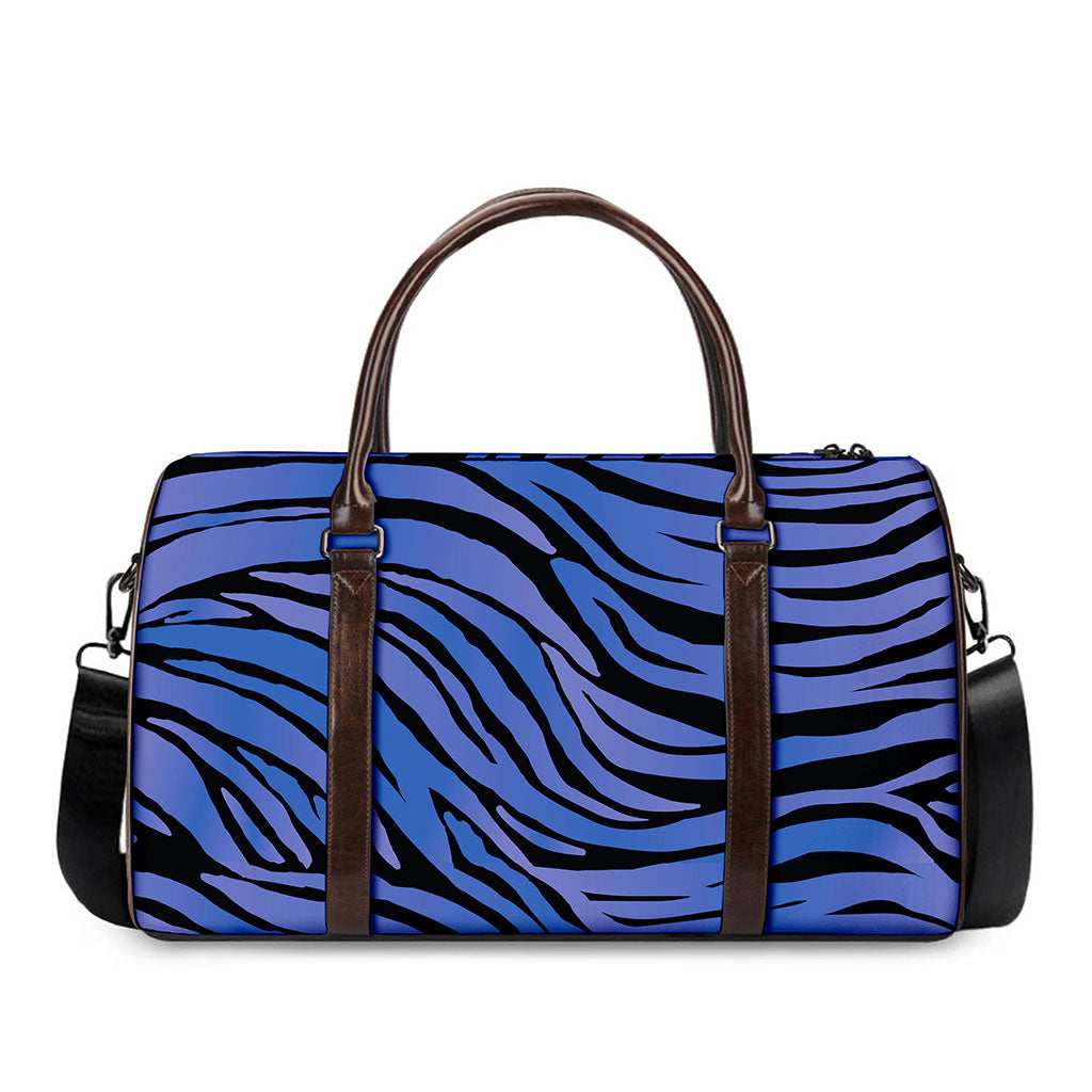 Black Blue Zebra Pattern Print Duffle Bag