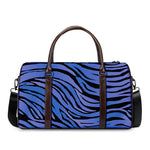 Black Blue Zebra Pattern Print Duffle Bag