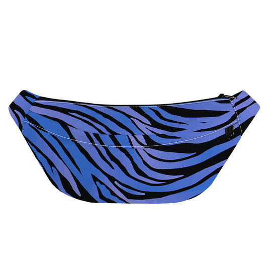 Black Blue Zebra Pattern Print Fanny Pack