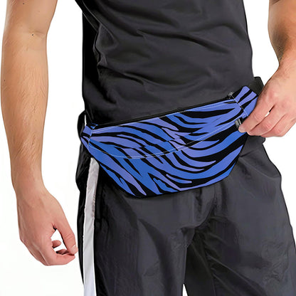 Black Blue Zebra Pattern Print Fanny Pack