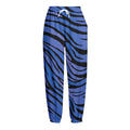 Black Blue Zebra Pattern Print Fleece Lined Knit Pants