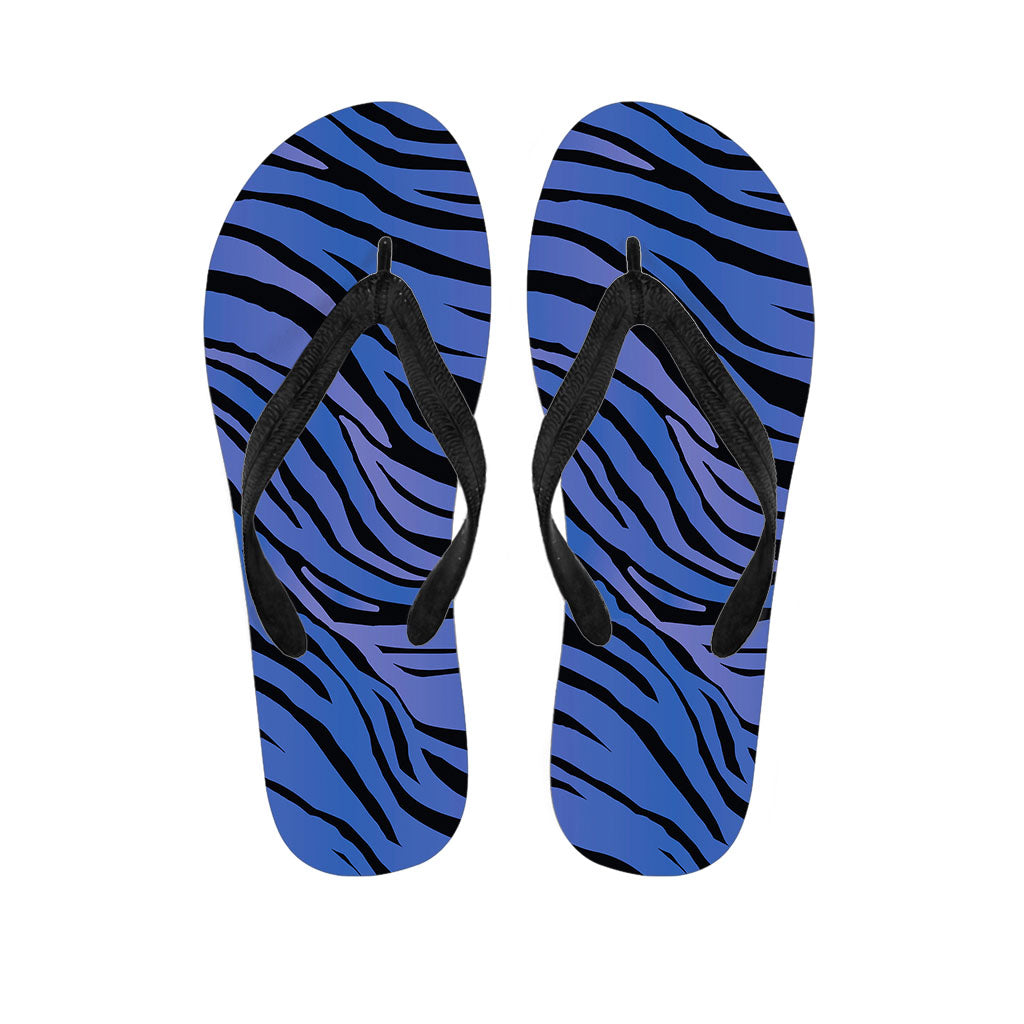 Black Blue Zebra Pattern Print Flip Flops
