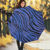 Black Blue Zebra Pattern Print Foldable Umbrella