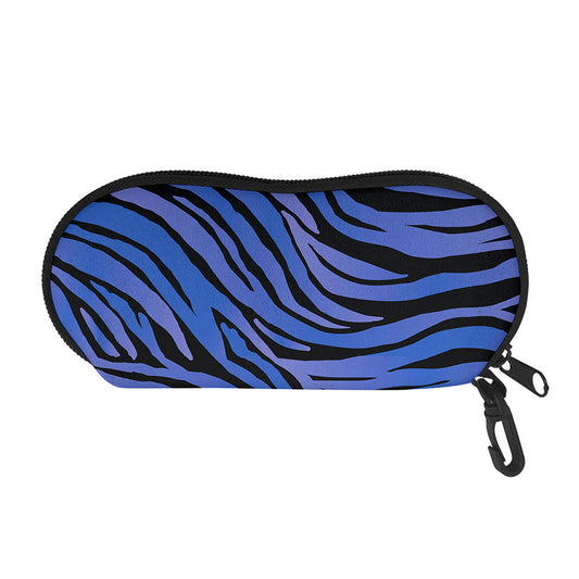 Black Blue Zebra Pattern Print Glasses Case