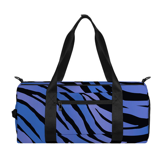 Black Blue Zebra Pattern Print Gym Bag